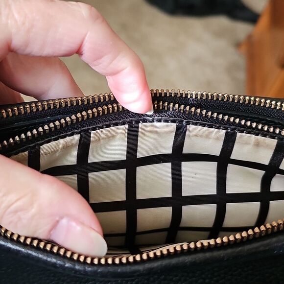 Kate Spade Bag Leather Black 3 Compartments 2 Zip Goldtone Hardware - Picture 12 of 13